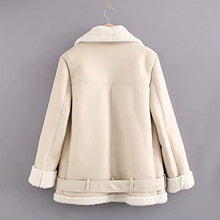Load image into Gallery viewer, Womens Sherpa Jacket Teen Girls Winter Warm Coat Zip Up Solid Color Lapel Tops Soft Shacket Fleece Collar Plush Jacket Beige
