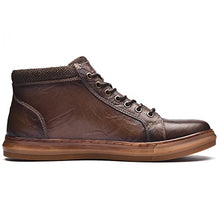 Load image into Gallery viewer, Arkbird Fashion Men's Leather Sneaker Boots Mid-Top Casual Oxford Walking Shoes for Men Khaki Man Size 12