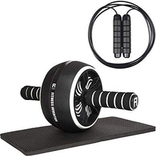 Load image into Gallery viewer, Fitness Invention Ab Roller Wheel - 3-IN-1 Ab Wheel Roller with Knee Mat and Jump Rope - Ab Roller Wheel for Abdominal Exercise - Ab Workout - Home Workout Equipment - Abs Wheel Roller - Abs Roller