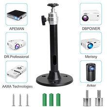 Load image into Gallery viewer, YiePhiot Mini Ceiling Wall Projector Mount Stand Compatible with QKK, DR.J, DBPOWER, Anker, VANKYO, AAXA, Jinhoo, PVO, TMY, AuKing and Most Other Mini Projector (175mm, Black)