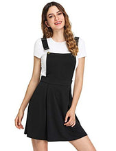 Load image into Gallery viewer, Romwe Women's Cute A Line Adjustable Straps Pleated Mini Overall Pinafore Dress Black XL