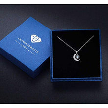 Load image into Gallery viewer, Moon Necklace Sterling Silver Rainbow Moonstone Necklace Crescent Moon and Sun Pendant Moonstone Unisex Jewelry Gift for Women Men Teen Girlfriend