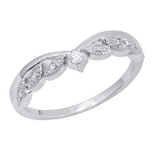 Load image into Gallery viewer, Dazzlingrock Collection 0.10 Carat (ctw) Round White Diamond Ladies Chevron Crown Leaf Wedding Band 1/10 CT, 14K White Gold, Size 7