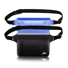 Load image into Gallery viewer, HEETA 2-Pack Waterproof Pouch, Screen Touch Sensitive Waterproof Bag with Adjustable Waist Strap - Keep Your Phone and Valuables Dry - Perfect for Swimming Diving Boating Fishing Beach, Black & Blue