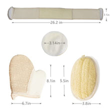 Load image into Gallery viewer, ATTEASAY Exfoliating Natural Loofah Back Scrubber (5 Pack) Exfoliating Loofah Pad Body Scrubber, Made with Eco-Friendly and Biodegradable Shower Luffa Sponge, Loofah for Women and Men