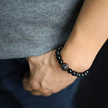Load image into Gallery viewer, COAI Handmade Black Tourmaline Stone Beaded Lion Head Bracelet