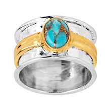 Load image into Gallery viewer, Silpada 'Baikal' Compressed Copper Turquoise Ring in Sterling Silver & Gold Plate
