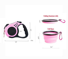 Load image into Gallery viewer, PETIMP Retractable Dog Leash Lightweight Portative 16FT Leash, with Folding Bowl,Dispenser,Rubbish Bags, for Small Medium Dogs(Pink)