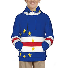 Load image into Gallery viewer, Flag of Cape Verde Print Hoodies Kids 3D Print Sweatshirts Long Sleeve Pullover Hoodies with Pocket for Teen Boys and Girls