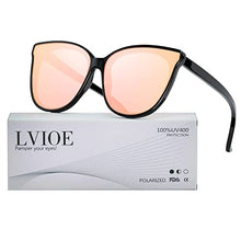Load image into Gallery viewer, LVIOE 2PACK 1627Black/Grey+1627Black/Rose Oversized Polarized Cat Eyes Sunglasses for Women