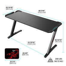 Load image into Gallery viewer, EUREKA ERGONOMIC Z60 Gaming Desk 60'' Z Shaped Large PC Computer Gaming Desks Tables with RGB LED Lights Controller Stand and Mouse Pad for E-Sport Racing Gamer Pro Home Office Gift