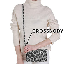 Load image into Gallery viewer, Humble Chic Vegan Leather Wristlet Wallets for Women, Phone Clutch or Small Purse Crossbody Bag, Black & White Leopard Print, Dark Grey, Light Gray, Monochrome, Neutral, Animal Printed, Cheetah