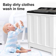 Load image into Gallery viewer, Compact Twin Tub Portable Mini Washing Machine 24lbs Capacity, Washer(16.5lbs)&Spiner(7.5lbs)/Built-in Drain Pump/Semi-Automatic (White&Black)