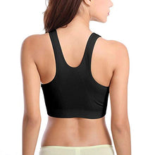 Load image into Gallery viewer, Women's Zip Front Sports Bra Wireless Post-Surgery Bra Active Yoga Sports Bras (Large, 3 Pack(Black+Grey+Bean Paste))