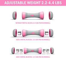 Load image into Gallery viewer, Vivitory Adjustable Dumbbells Set for Women, 4.4lb /6.6lb /8.8lb Weight Options, Dumbbells Weight Pair(Set of 2), Non-Slip Neoprene Hand, All-Purpose, Exercise Dumbbells for Home, Office, Gym (Pink)