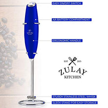 Load image into Gallery viewer, Zulay Original Milk Frother Handheld Foam Maker for Lattes - Whisk Drink Mixer for Bulletproof Coffee, Mini Foamer for Cappuccino, Frappe, Matcha, Hot Chocolate by Milk Boss (Royal Blue)