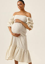 Load image into Gallery viewer, NOTHING FITS BUT Women’s Classic Nursing Cotton Yuki Dress, Muslin Yuki Maternity Gown, Casual Maternity Dress, White, Floral Gauze wear, M