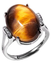Load image into Gallery viewer, Jewever 925 Sterling Silver Rings for Women Men Genuine Tiger Eye Stone Anxiety Ring Open Adjustable Unisex Jewelry (7-10#)