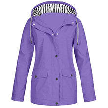 Load image into Gallery viewer, Coats for Women Solid Rain Jacket Outdoor Waterproof Windproof Hooded Raincoat Ladies Lightweight Trench Coat Windbreaker(#15,Medium)