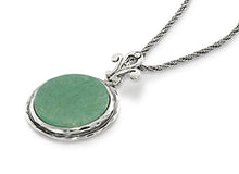 Load image into Gallery viewer, Stera Jewelry Women’s 925 Sterling Silver Retro Style Round Green Aventurine Pendant Necklace, 20"