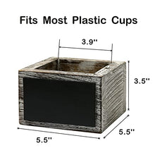 Load image into Gallery viewer, Solo Cup Holder with Marker Slot, Chalkboard for Customized Event Label with 2 Liquid Chalk and 1 Cup Marker Pen, Mark Your Cup and Drink up Cup Holder, Party Wedding Rustic Decor, Wooden, Grey