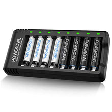 Load image into Gallery viewer, POWEROWL High Capacity Rechargeable AA and AAA Batteries with Battery Charger (USB Fast Charging, Independent Slot), NiMh 4 PCS AA 2800mAh & 4 PCS AAA 1000mAh