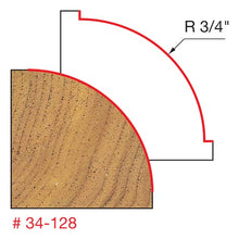 Load image into Gallery viewer, Freud ¾ In. Radius Rounding Over Bit with Quadra-Cut 4-Cutter Design with ½” Shank (34-128), Multi