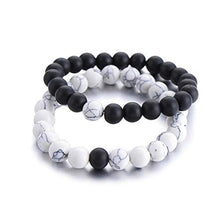 Load image into Gallery viewer, Bayetss Men Women Lava Bracelet Beads Bracelet Bangle Stretch Stone Beads Bracelets Friendship Couples Gifts,Black and White