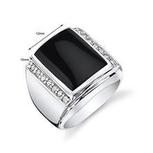 Load image into Gallery viewer, Mens Black Onyx Aston 925 Sterling Silver CZ Ring Size 12