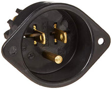 Load image into Gallery viewer, Leviton 5239 15 Amp, 125 Volt, Flanged Inlet Receptacle, Straight Blade, Commercial Grade, Grounding, Back Wired, Black