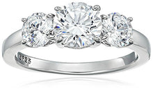 Load image into Gallery viewer, Platinum-Plated Sterling Silver Round 3-Stone Ring made with Swarovski Zirconia (3 cttw), Size 5
