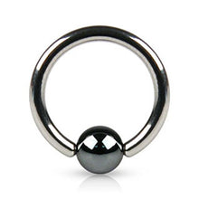 Load image into Gallery viewer, WildKlass Ring w/Hematite Plated Bead from 18ga to 10ga (Sold by Piece)