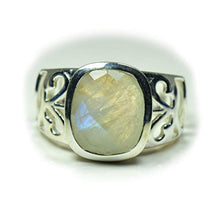 Load image into Gallery viewer, 55Carat Genuine Rainbow Moonstone Mens Rings 925 Sterling Silver Cushion Shape Handmade Band in Size 4-13