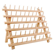 Load image into Gallery viewer, NW Wooden Thread Holder Sewing and Embroidery Thread Rack and Organizer Thread Rack for Sewing with Hanging Hooks(60-Spool)