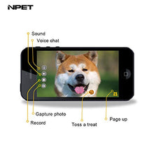 Load image into Gallery viewer, NPET Smart Pet Camera Dog Treat Dispenser, WiFi Pet Monitor Indoor with 2-Way Audio, Night Vision, APP Control Compatible with Alexa for Dogs & Cats