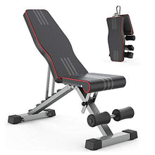 Load image into Gallery viewer, OUNUO Adjustable Weight Bench Foldable, Fitness Workout Bench Weight Lifting Sit-up Multi-use Exercise Bench Flat Incline Decline Bench Press for Home Gym Training