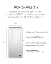 Load image into Gallery viewer, HP Pavilion Desktop PC, AMD Ryzen 7 5700G, 16 GB RAM, 512 GB SSD, Windows 11 Pro, Wi-Fi 5 & Bluetooth Connectivity, 9 USB Ports, Wired Mouse and Keyboard Combo, Pre-Built Tower (TP01-2022, 2021)