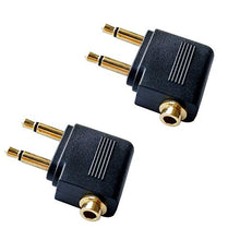 Load image into Gallery viewer, Dual 3.5mm Male to 3.5mm Female Airplane Headphone Adapter Gold Plated (2 Pack)