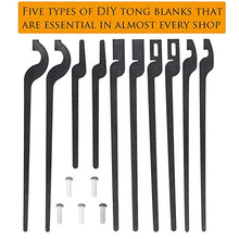 Load image into Gallery viewer, E-cowlboy Rapid Tongs Bundle Set Five Types DIY Blacksmith Tongs with Rivet, Rapid Bolt/Flat Jaw/Slot Jaw/V-Bit/Scroll Tongs