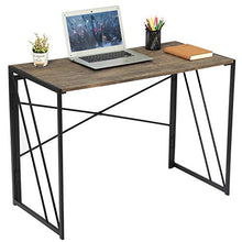 Load image into Gallery viewer, Aingoo No Assembly Folding Computer Writing Desk Industrial Style Home Office Study Laptop Gaming Table for Small Space Brown