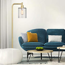Load image into Gallery viewer, Addlon LED Floor Lamp, with Hanging Glass Lamp Shade and LED Bulb for Bedroom & Living Room, Modern Standing Industrial Lamp Tall Pole Lamp for Office, Brass Gold