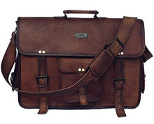 Load image into Gallery viewer, 18 Inch Retro Goat Leather Laptop Messenger Bag Office Briefcase College Bag for Men and Women (Brown 18 inch)
