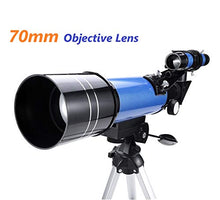 Load image into Gallery viewer, MaxUSee 70mm Refractor Telescope with Tripod & Finder Scope, Portable Telescope for Kids & Astronomy Beginners, Travel Scope with 4 Magnification eyepieces & Phone Adapter