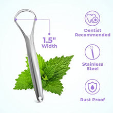 Load image into Gallery viewer, Tongue Scraper (1 Pack), Reduce Bad Breath, Stainless Steel Tongue Cleaners, Metal Tongue Scrapers Fresher Breath in Seconds