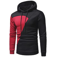 Load image into Gallery viewer, Baniupa Men Color Block Contrasting Casual Color Blocking Hooded Pullover Long Sleeve Sports Sweatshirt Fashion Hoodie(Red,M)