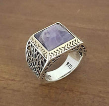 Load image into Gallery viewer, Beautiful Handcrafted 925K Sterling Silver Mens Ring With Amethyst Stone