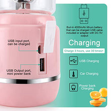 Load image into Gallery viewer, iOCSmart Portable Personal Blender, USB Rechargeable Wireless Electric Juicer Blender for Fruits Smoothie Shakes Baby Food with Cup Lid, Silicone Straw, 4000mAh High Capacity Batteries (Blue)
