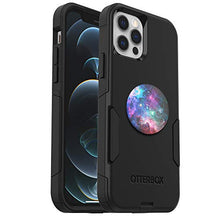 Load image into Gallery viewer, Bundle: OTTERBOX COMMUTER SERIES Case for iPhone 12 & iPhone 12 Pro - (BLACK) + PopSockets PopGrip - (BLUE NEBULA)
