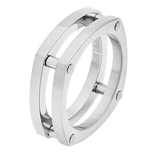 Load image into Gallery viewer, Geoffrey Beene Men’s Comfort Fit Bike Chain Stainless Steel Ring, Silver