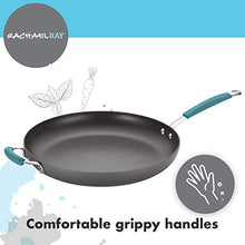 Load image into Gallery viewer, Rachael Ray 87631-T Cucina Hard Anodized Nonstick Skillet with Helper Handle, 14 Inch Frying Pan, Gray/Red
